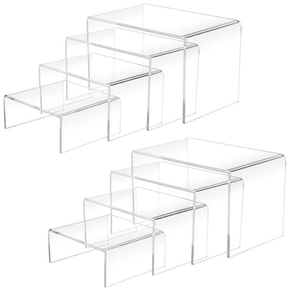 8 Piece Clear Acrylic Display Risers Transparent Acrylic Cake Stand with Smooth Edge for Cupcakes Figures Candy Bar