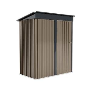 5 ft. W x 3 ft. D Brown Outdoor Metal Storage Shed with Lockable Door, Sloping Roof(15 sq. ft.)