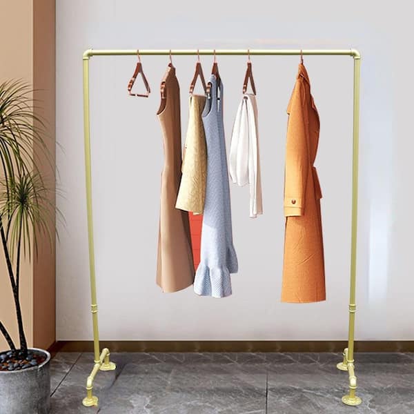 YIYIBYUS Industrial Pipe Style Gold Metal Floor-standing Garment Clothes  Rack 43 in. W x 59 in. H HG-ZJ-FVGD - The Home Depot