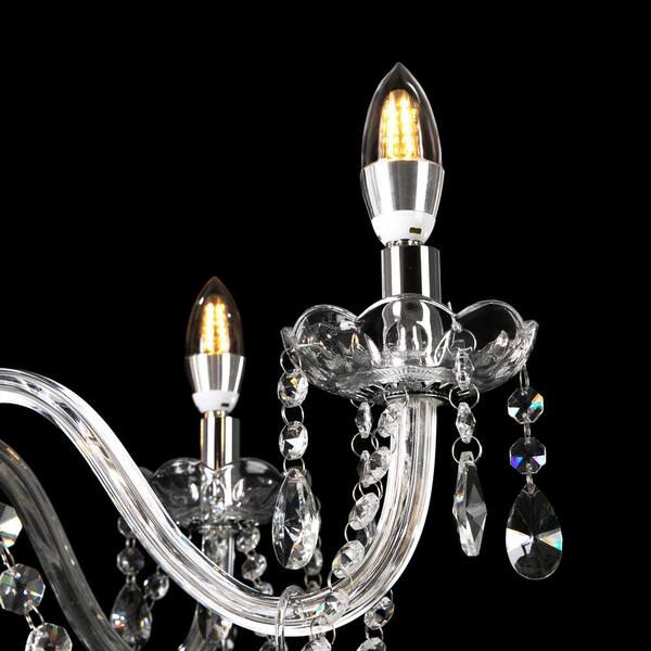 OUKANING 22.83 in. 6-Light Clear Elegant Crystal Raindrop