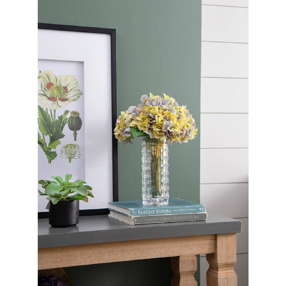 14" Purple and Green Faux Hydrangea Set of 12