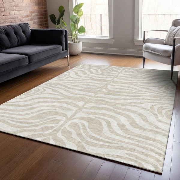 Chantille Machine Washable Indoor/Outdoor Abstract ACN1042 Beige 10 ft. x 14 ft. Area Rug