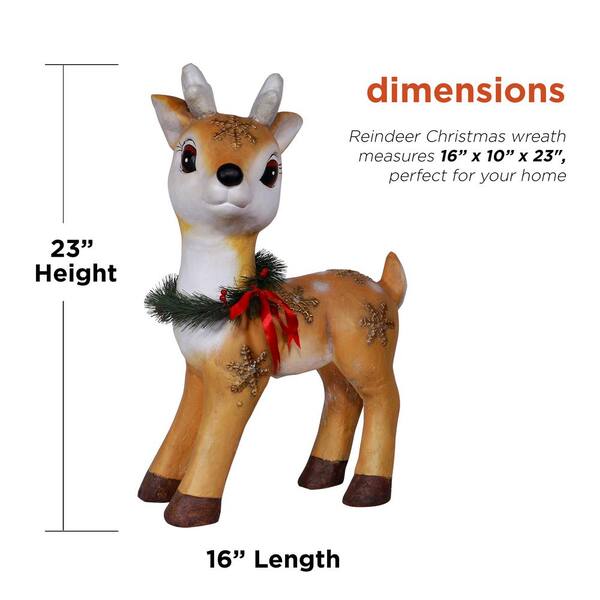 Alpine Corporation 23 in. Tall Vintage Christmas Reindeer with Warm White  LED Lights QWR956 - The Home Depot