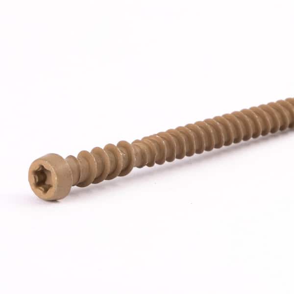 #10 x 2-3/4 in. Star Trim Head Epoxy Coated Steel Composite Deck Screws Buckskin #63 (100-Pieces)