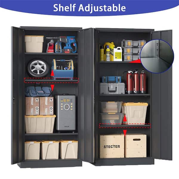 【ベル】CEO Cabinet Storage Set Kahomvis Black 71 in. H Metal Office Storage Cabinet Steel Locking