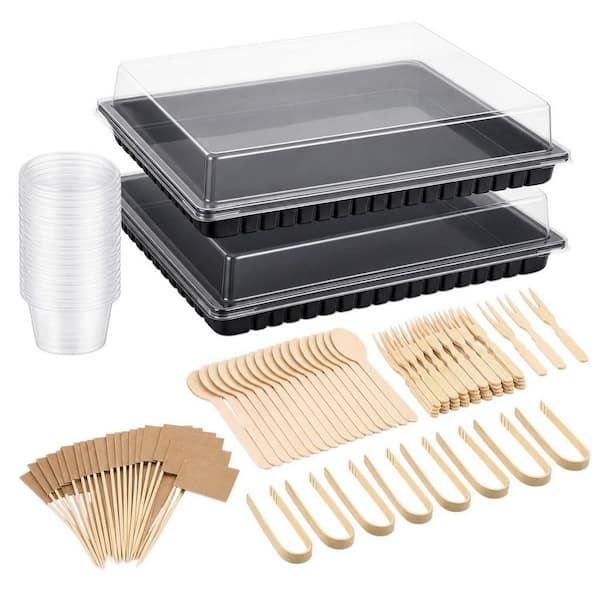 2 Pack 15 in. Disposable Charcuterie Serving Board Set with Lids Mini Serving Tongs Spoons Forks Toothpick Flags Bowls