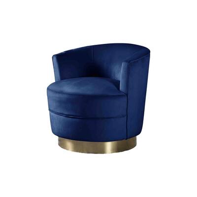 Midori Velour Blue Modern Swivel Accent Chair