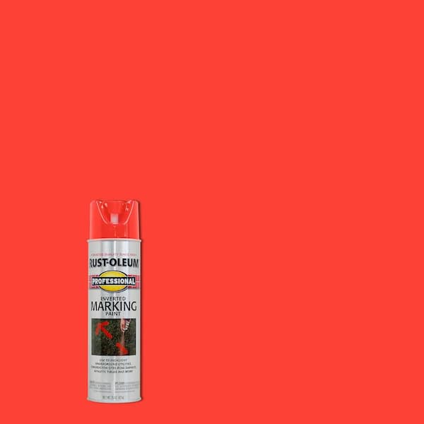 Rust-Oleum Professional Inverted Marking Spray Paint - 2558838, 15 ounce,  Fluorescent Red-Orange