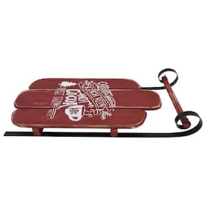 23 in. Red Wooden Reindeer Christmas Snow Sled Decoration