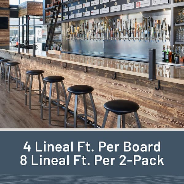 Edge - 1 in. x 4 in. x 8 ft. Charred Wood Natural Pine Trim Board (2-Pack)