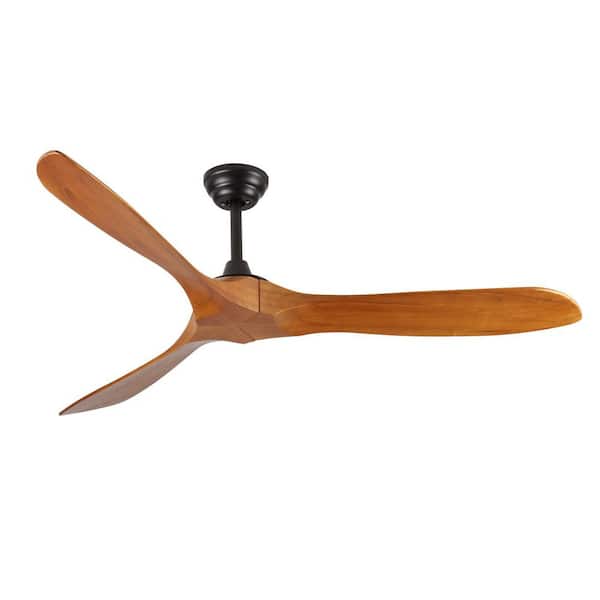 60 in. Indoor Black 3 Durable Wood Blades Downrod Standard Ceiling Fan with DC Motor and Remote Included