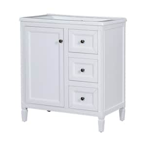 30 in. W x 18 in. D x 33.8 in. H Single Sink Bath Vanity in White with White Ceramic Top, 3 Drawers and Door Shelf