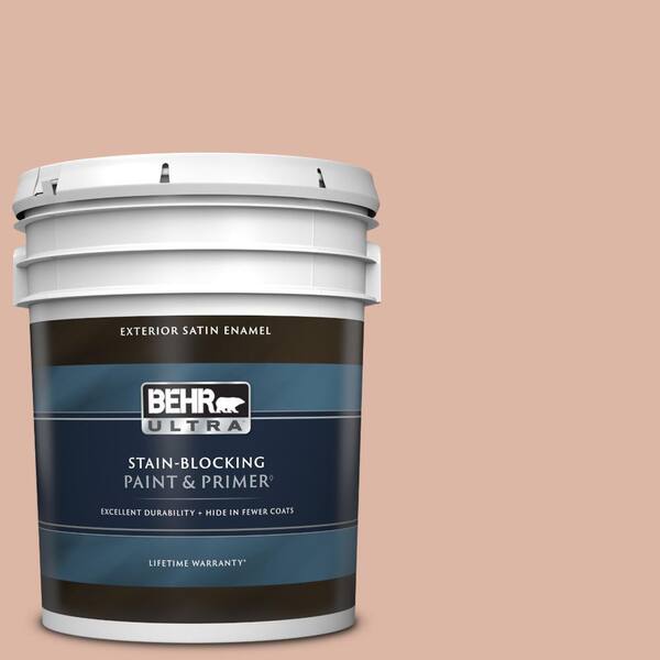 BEHR ULTRA 5 gal. #220E-3 Melted Ice Cream Satin Enamel Exterior Paint & Primer