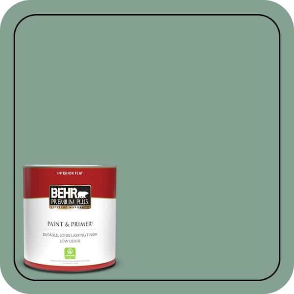 BEHR PREMIUM PLUS 1 qt. #S420-4 Australian Jade Flat Low Odor Interior Paint & Primer