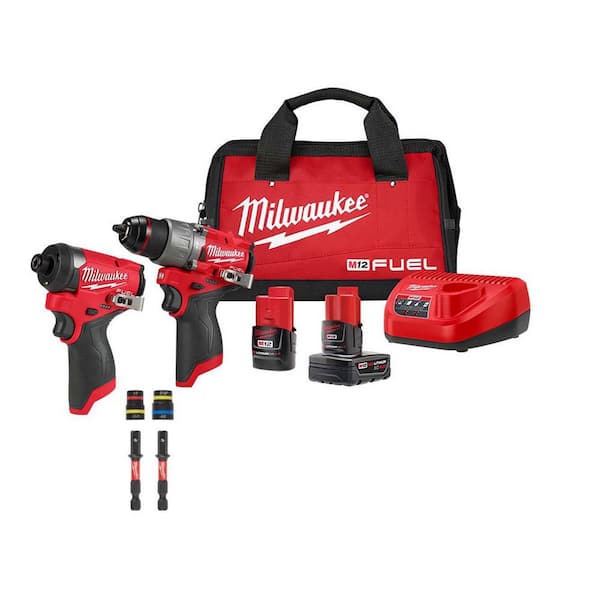 M12 FUEL 12-Volt Lithium-Ion Cordless Hammer Drill & Impact Driver Combo Kit, 2 Batteries(2-Tool) &Magnetic Nut Drivers