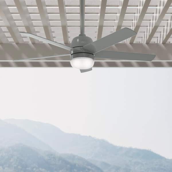 Hunter Anorak 52 in. Outdoor Quartz Grey Ceiling Fan with Wall Control and Light Kit