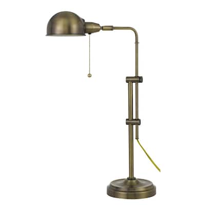 31 In Antique Brass Indoor Desk Lamp, Antique Brass Metal Adjustable Pole Pharmacy Desk Lamp
