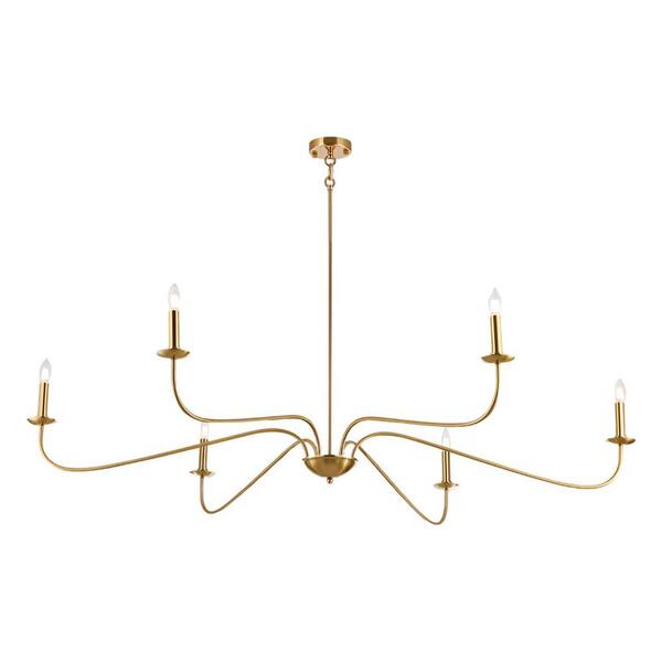 Astral 6-Light Gold Simple Elegant Candle Chandelier for Living