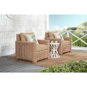 Laguna Point Natural Tan Wicker Outdoor Patio Stationary Lounge Chair with Sunbrella Beige Tan Cushions (2-Pack)