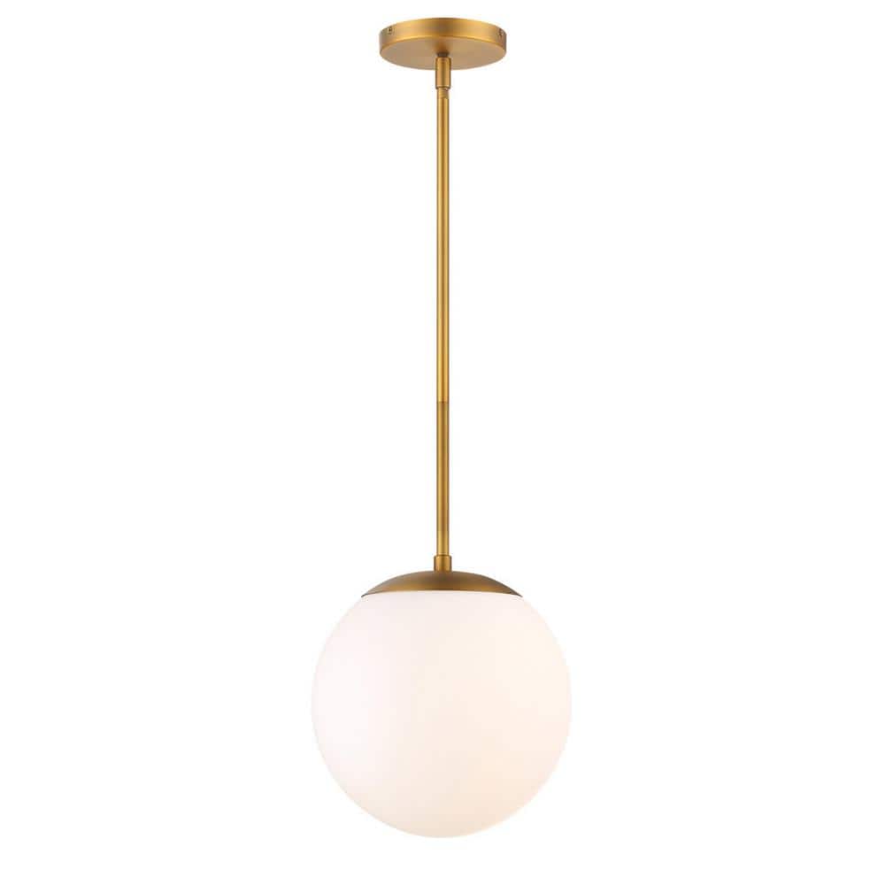 Niveous 10 in. 120-Watt Equivalent Integrated LED Aged Brass Pendant with Glass Shade price history on PriceWatchPro