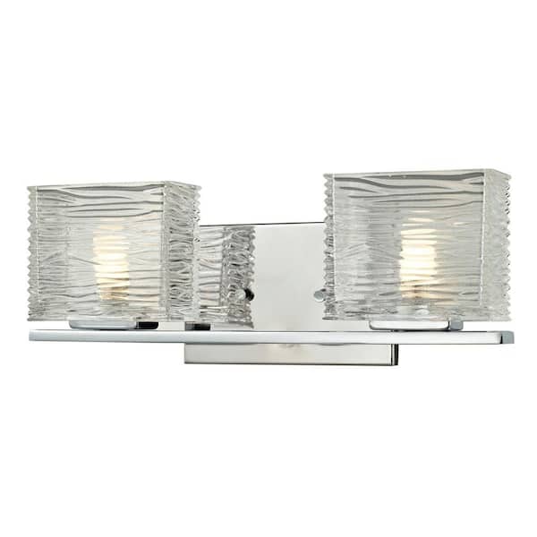 Unbranded Jaol 15.25 in. 2-Light Chrome Vanity Light with Clear Glass Shade with Bulbs Included