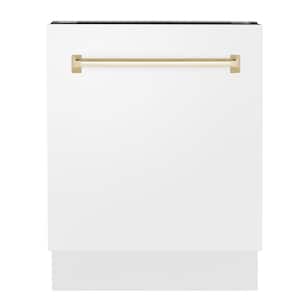 Autograph Edition 24 in. Top Control 8-Cycle Tall Tub Dishwasher with 3rd Rack in White Matte and Polished Gold