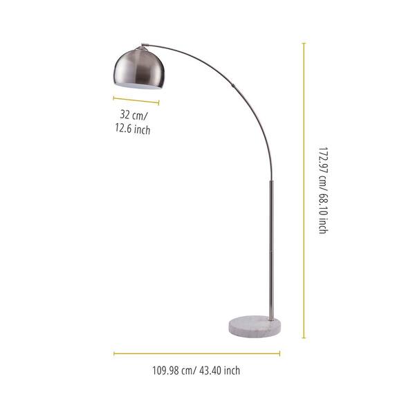 Teamson Home Arquer Arc Floor Lamp With Marble Base Nickle Finished Shade Vn L00010bn Teamson Home Arquer Arc Floor Lamp With, Arquer 66 93 Arc Floor Lamp By Versanora