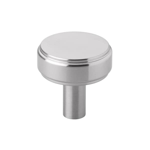 GLIDERITE 1-1/2 in. Solid Round Knurled Cabinet Knob - 5827-SN