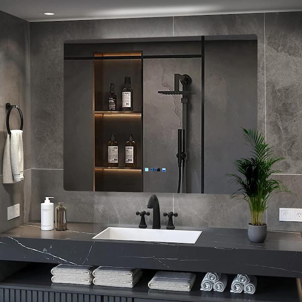 Lexora Lugano 48 in. W x 36 in. H LED Bathroom Vanity Mirror