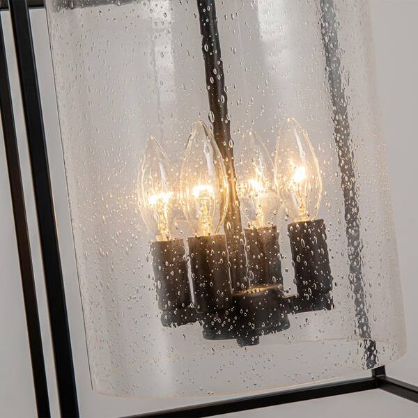 LLHZSY Dvorakova 4-Light Black Lantern Chandelier with Seedy