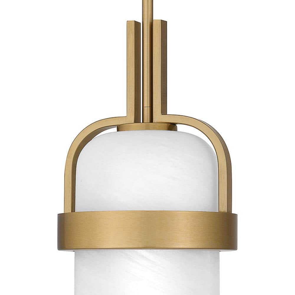 Aged Brass Mini Pendant Light with Alabaster Glass Shade