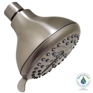5-Spray 4 in. Single Wall Mount Low Flow Fixed Adjustable Shower Head in Brushed Nickel