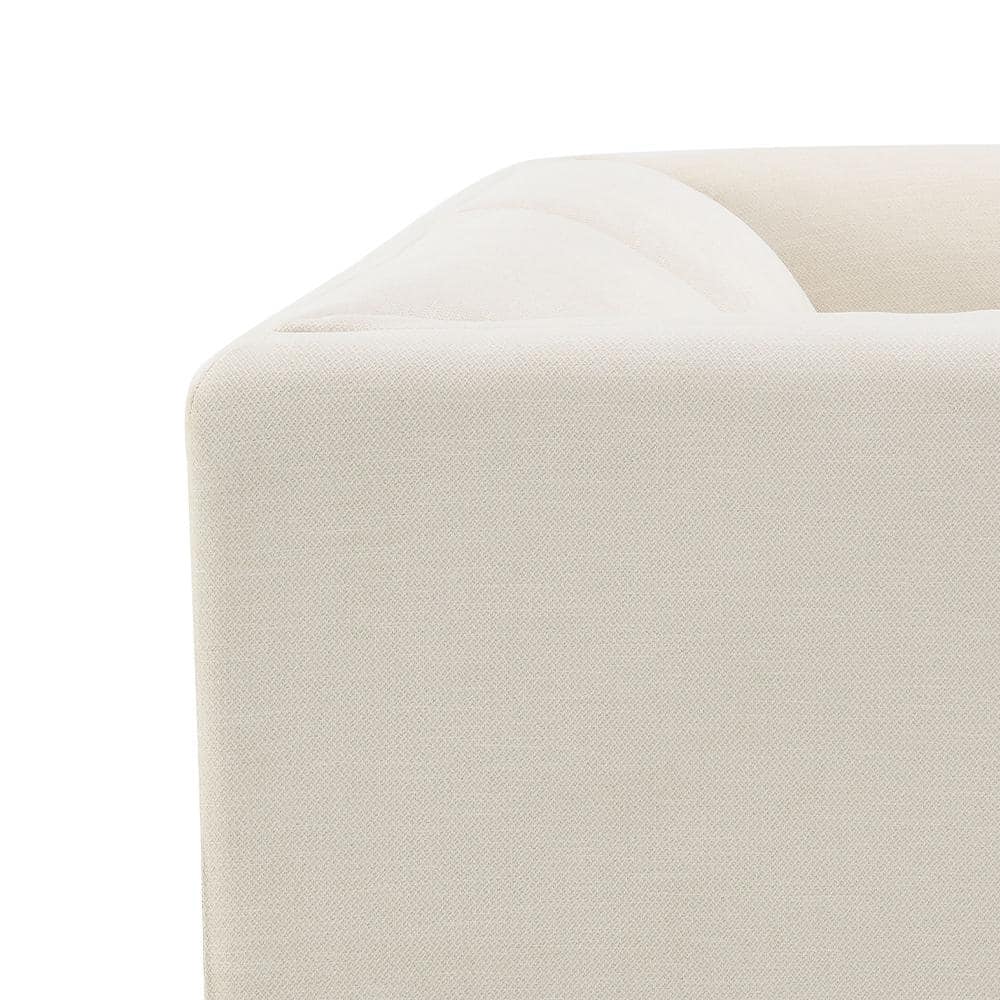 Beige Linen Tufted 2-Seat Loveseat with Wood Frame