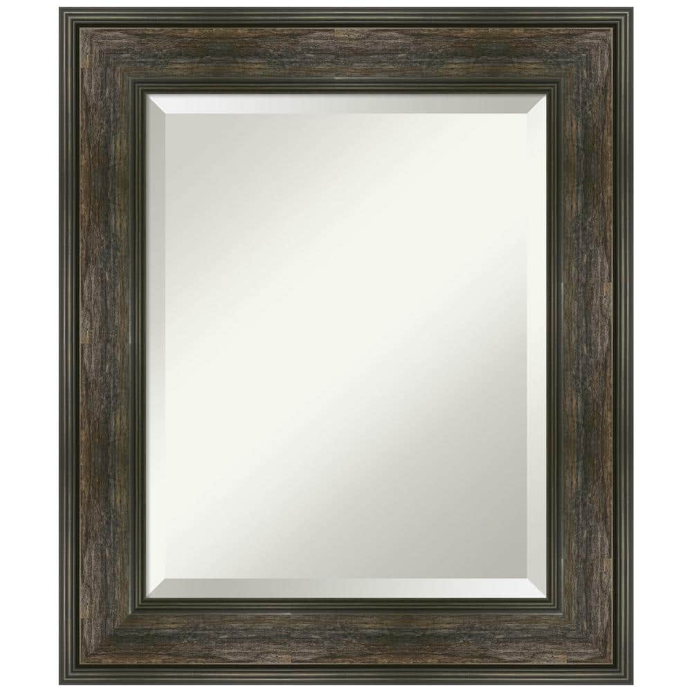 Bronze and Silver Beveled Rectangular Wall Mirror