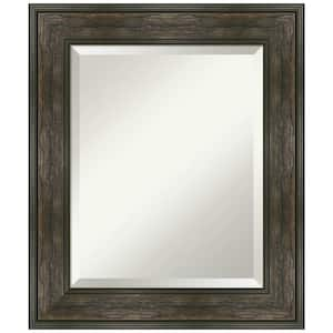 Medium Rectangle Rail Rustic Char Beveled Glass Casual Mirror (26.25 in. H x 22.25 in. W)