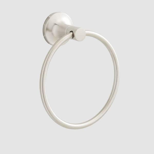 SIGNATURE HARDWARE Lentz 6-1/2 in. Wall Mounted Towel Ring in Brushed Nickel