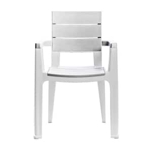 Madeira White and Gray Plastic Indoor and Outdoor Patio Dining Chairs (4-Pack)