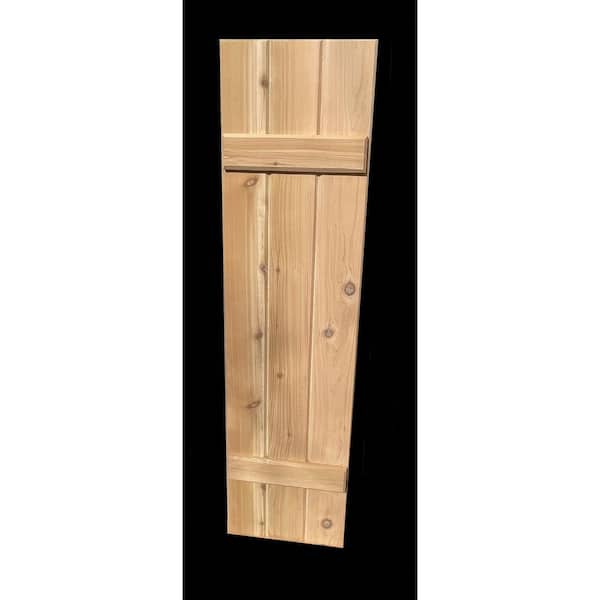 15 in. x 60 in. Cedar Exterior Board and Batten Wood Shutters in Natural Cedar Pairs
