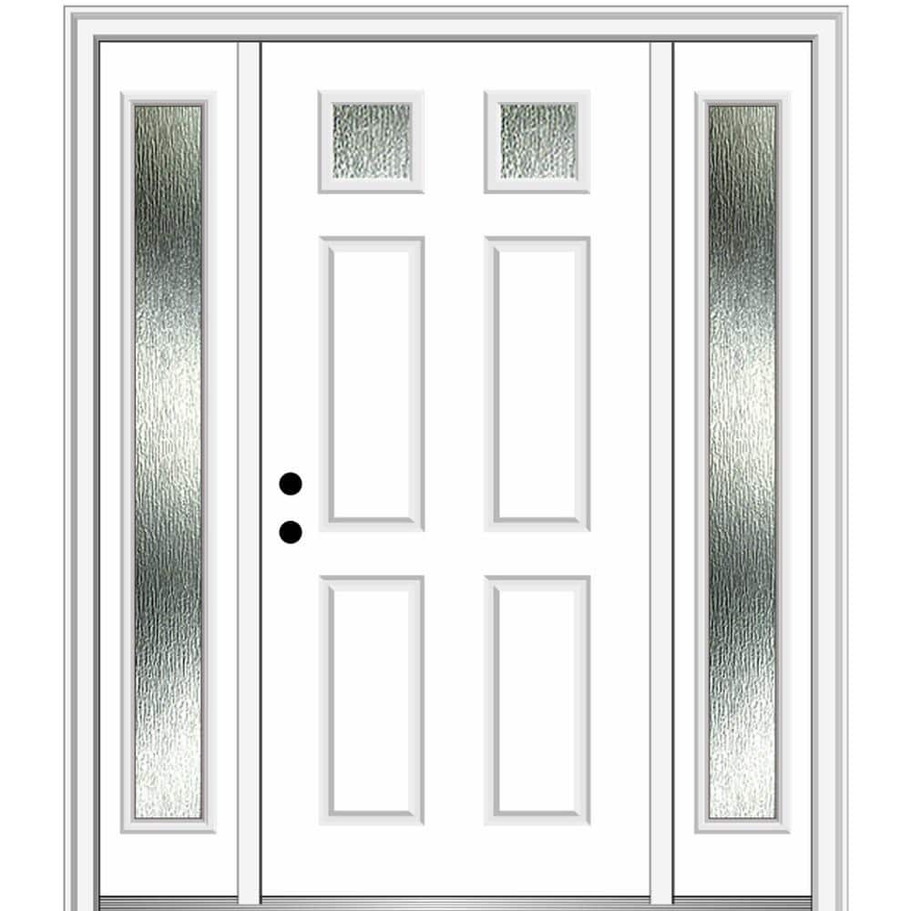 60 in. x 80 in. Right-Hand Inswing Rain Glass Primed Fiberglass Prehung Front Door on 4-9/16 in. Frame price history on PriceWatchPro