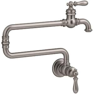 Artifacts Wall Mounted Pot Filler with 2-Handle in Vibrant Stainless