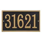 Fast and Easy Rectangle House Number Plaque, Black/Gold