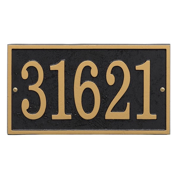Whitehall Products Fast and Easy Rectangle House Number Plaque, Black/Gold