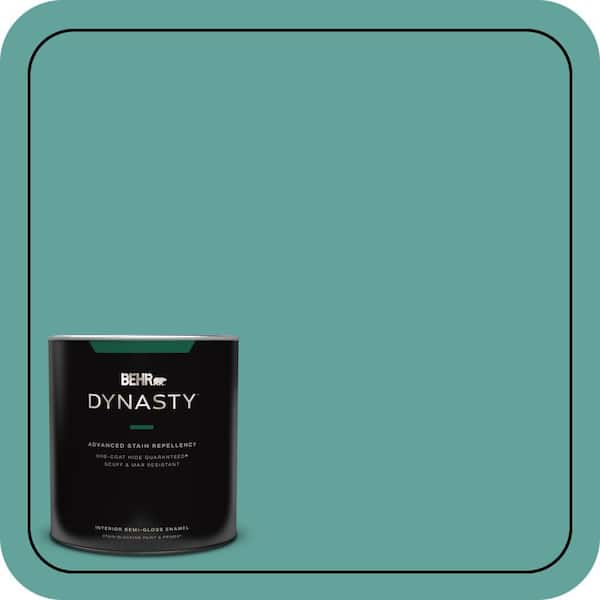 BEHR DYNASTY 1 qt. #M450-5 Aqua Rapids One-Coat Hide Semi-Gloss Enamel Interior Stain-Blocking Paint and Primer