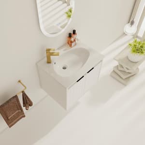 24 x 18.2 x 18.5 in. Single Sink White Wall Mounted Bathroom Vanity with Soft Close Doors for Small Bathroom