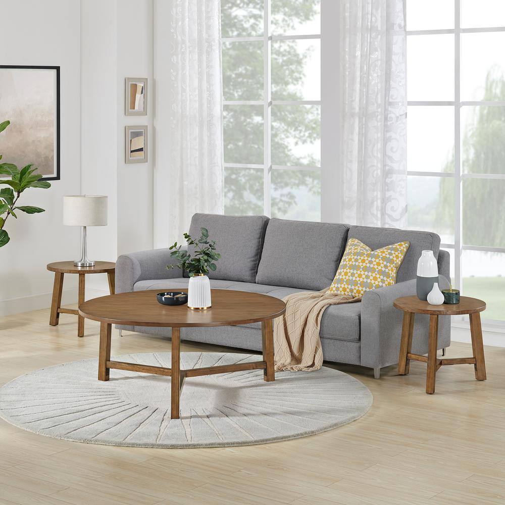 Newbury 44in Pecan Pine Coffee and End Tables Set