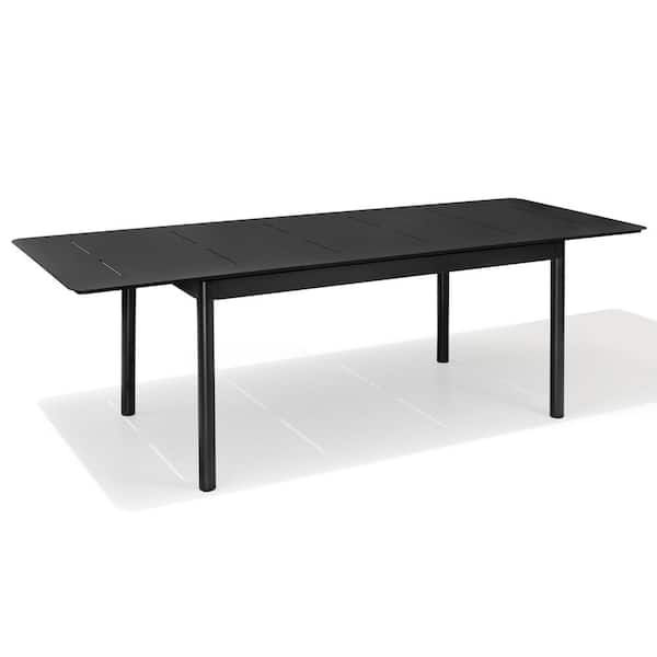 Pellebant Aluminum Patio Outdoor Dining Table with Extension in Black
