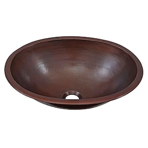 Schrodinger 17 in. Undermount or Drop-In Solid Copper Bathroom Sink in Aged Copper