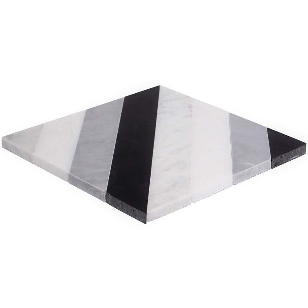 Chelsea 8" x 8" Black and Gray Marble Mosaic Tile