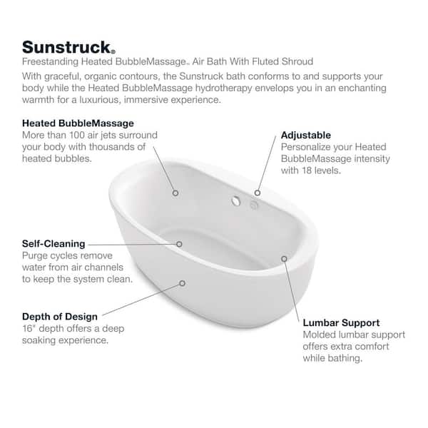 KOHLER Sunstruck 66 in. Acrylic Flatbottom Air Bath Bathtub