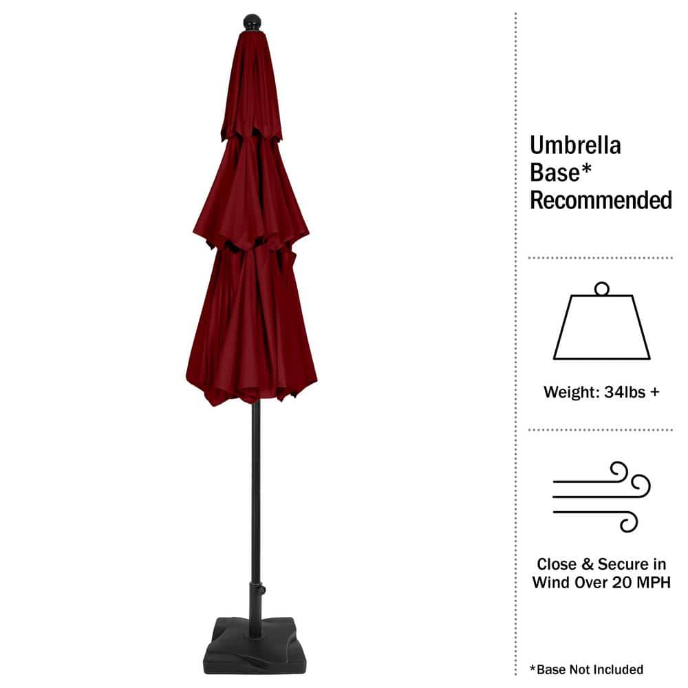10-Foot Red Polyester Outdoor Patio Market Umbrella with Tilt